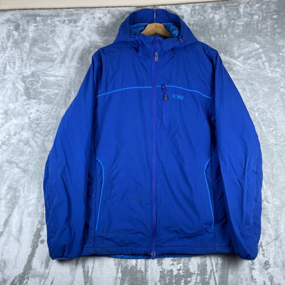 Outdoor Research Razoridge Hooded Jacket Men Large Blue Insulated Full Zip